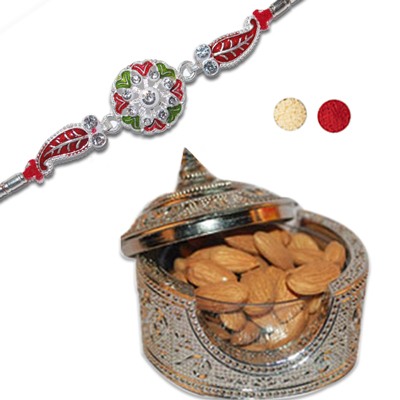 "Rakhi - SIL-6140 A-CODE-120(Single Rakhi), Dryfruit Box DFB 12000 - Click here to View more details about this Product